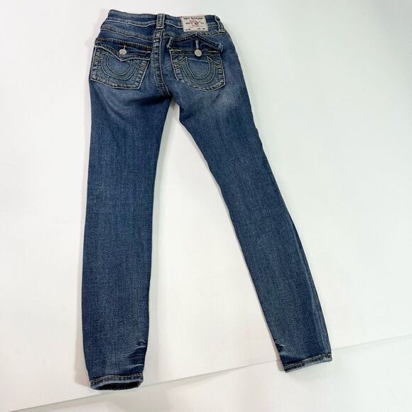 True Religion Skinny Jeans Womens 26 Mid Rise Jennie Curvy Rip Distressed Bottom - Picture 11 of 14